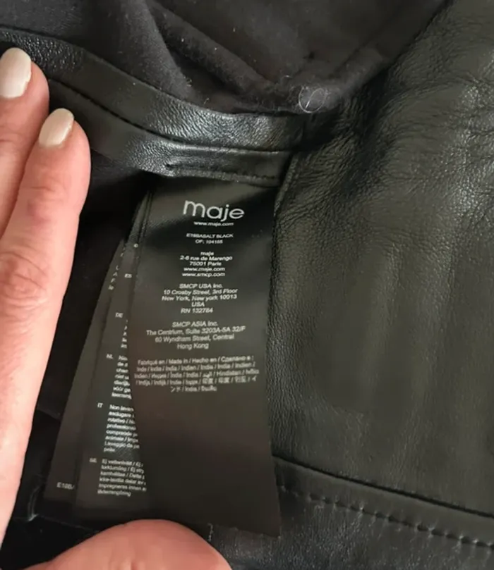 Maje veste perfecto en cuir agneau noir basalt femme, taille 38 - photo numéro 7