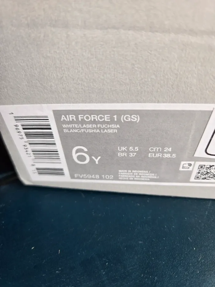 Nike air force 1 taille 38,5 neuves blanc rose fuchsia - photo numéro 9