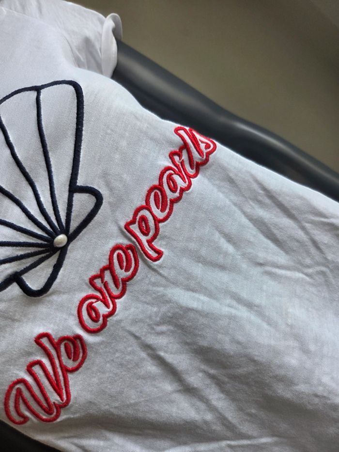 Courtes manches- blanc- perle- camaieu - photo numéro 3