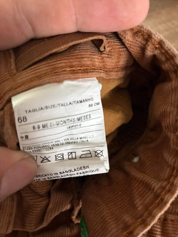 Pantalon velour beige 6 mois benetton - photo numéro 2