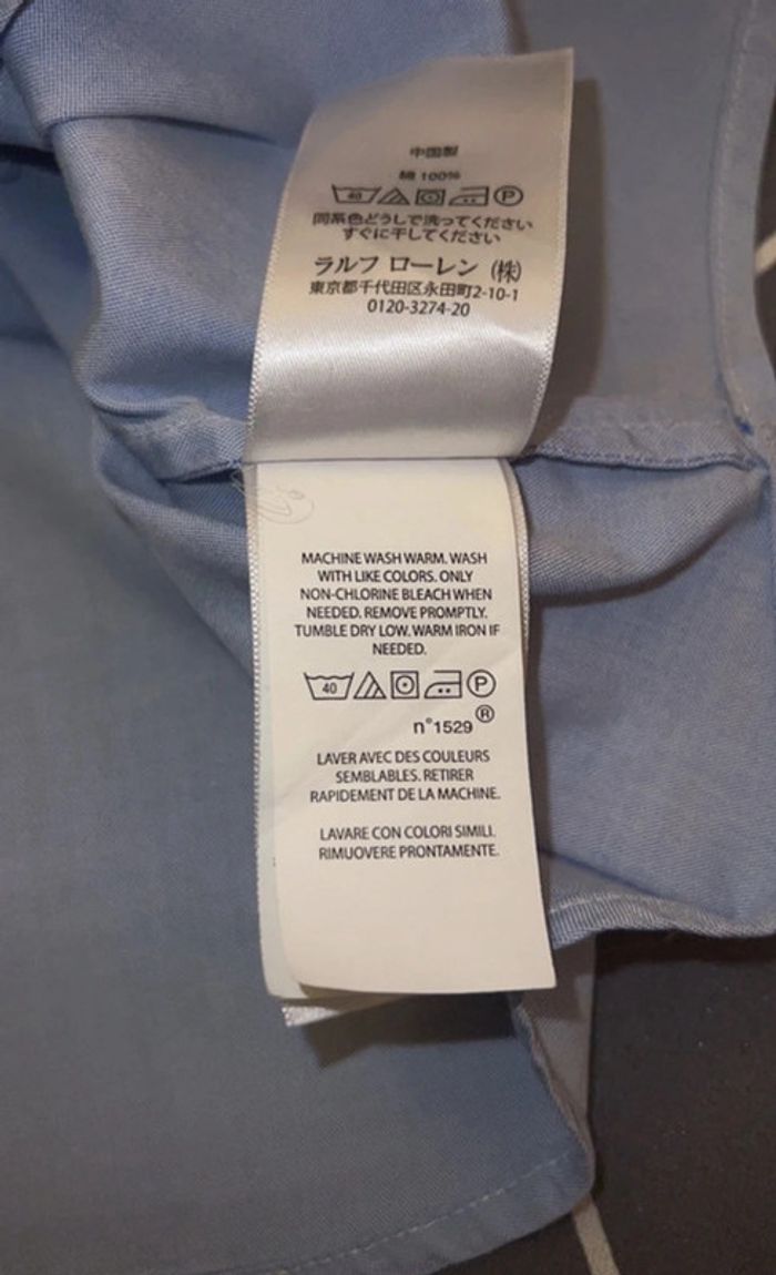 Chemise bleu ciel manches courtes col claudine 6 ans - Ralph Lauren - photo numéro 6