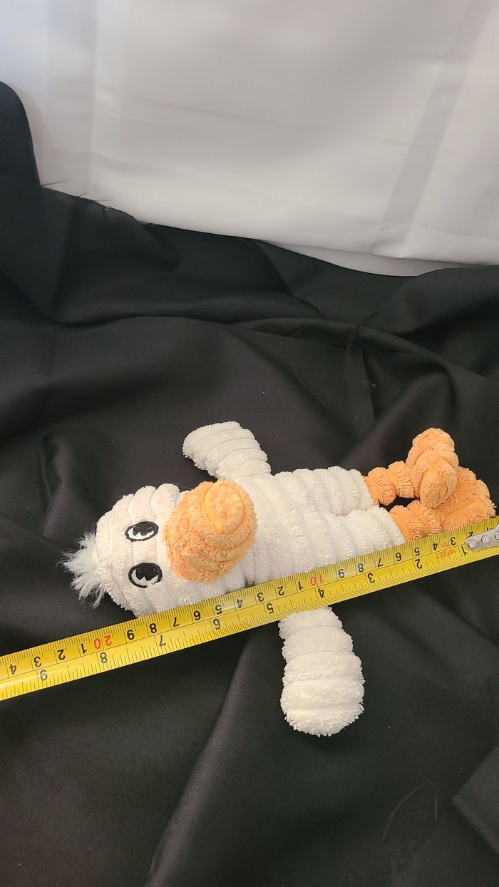 Peluche publicitaire canard LUFTHANSA oiseau côtelé blanc orange compagnie aérienne 20 cm - photo numéro 6