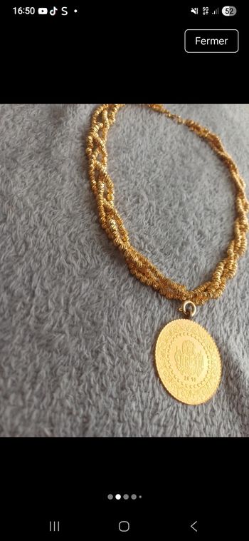 Collier plaquer or 18 kara perle dorika