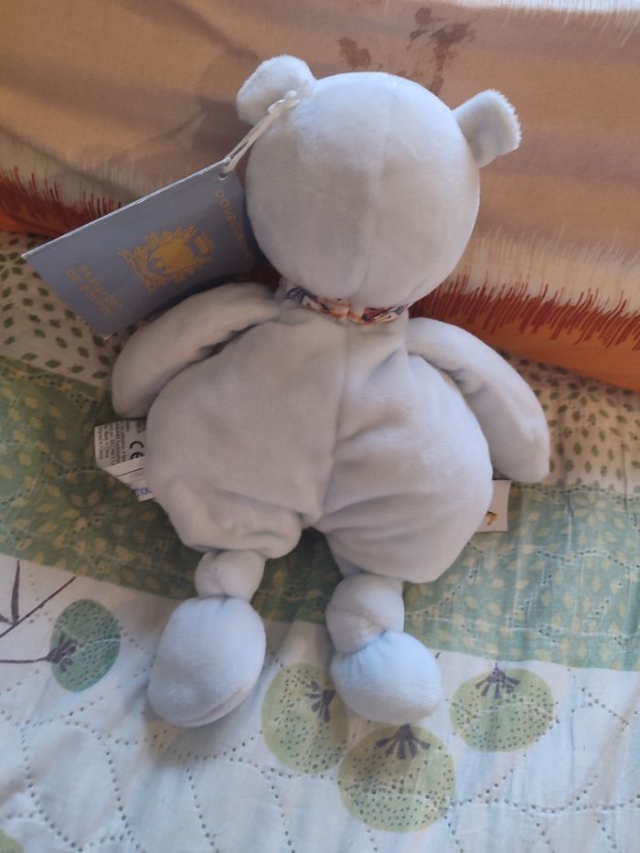 Doudou ours bleu bandana savane bout'chou - photo numéro 2