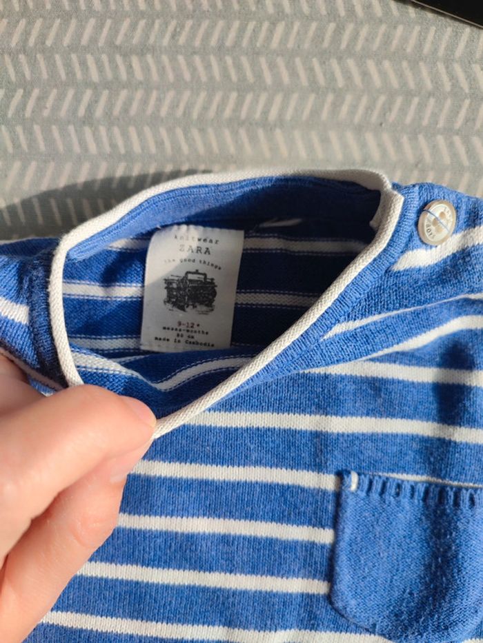 Pull en maille fine pour bébé garçon – Taille 9 mois Marque : Zara - photo numéro 5