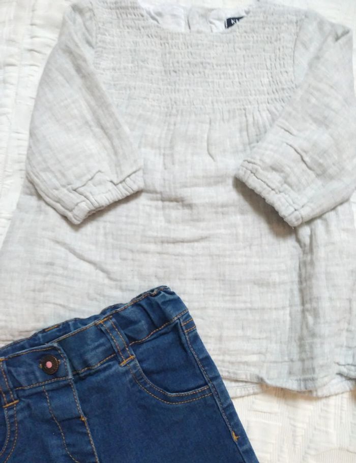 Kiabi lot 2 ensembles blouses Jean gase coton - photo numéro 2