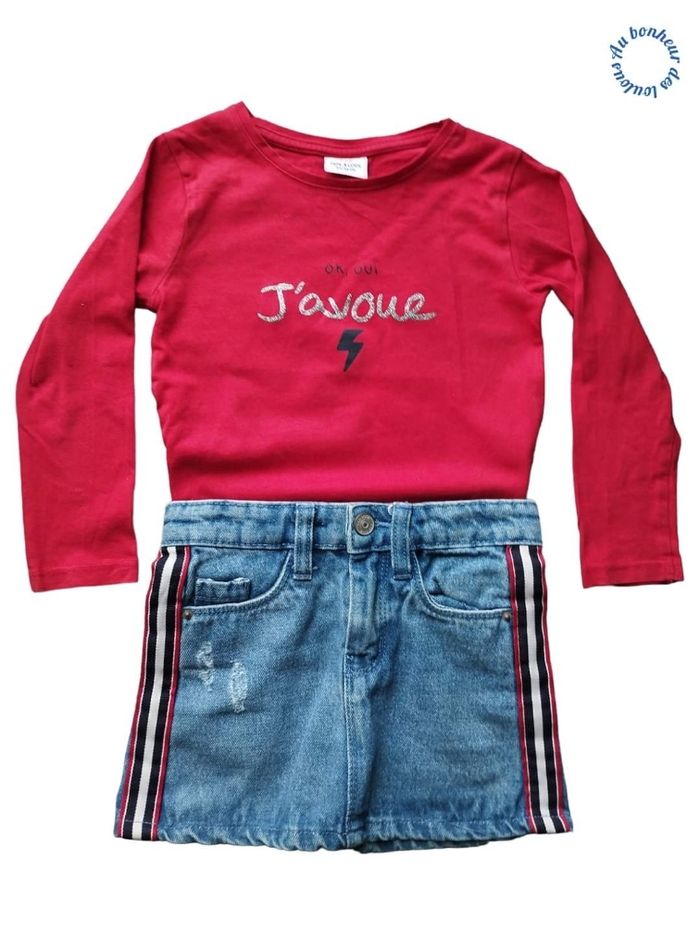 3 ans ensemble teeshirt tape a l oeil et jupe Kiabi