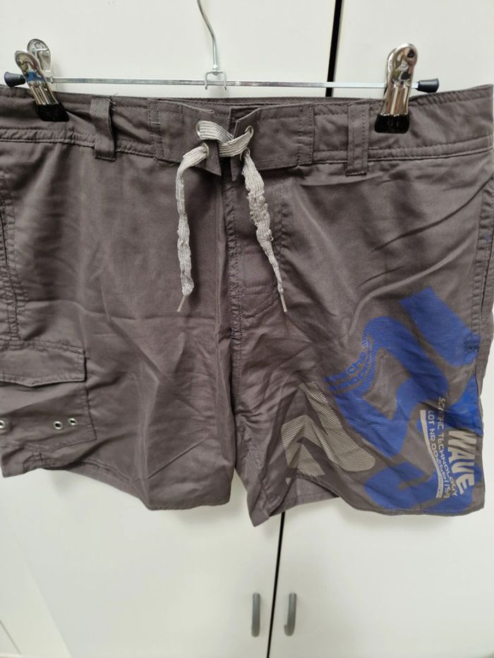 Short De Bain Plage Gris Imprimé Bleu - photo numéro 2