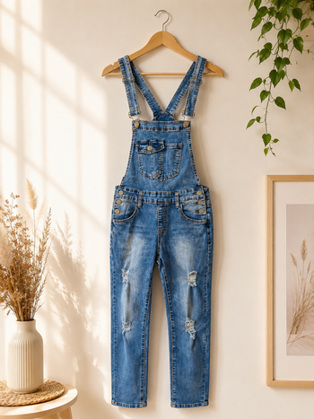 Salopette en jeans bleu déchiré Miss RJ 34 XS