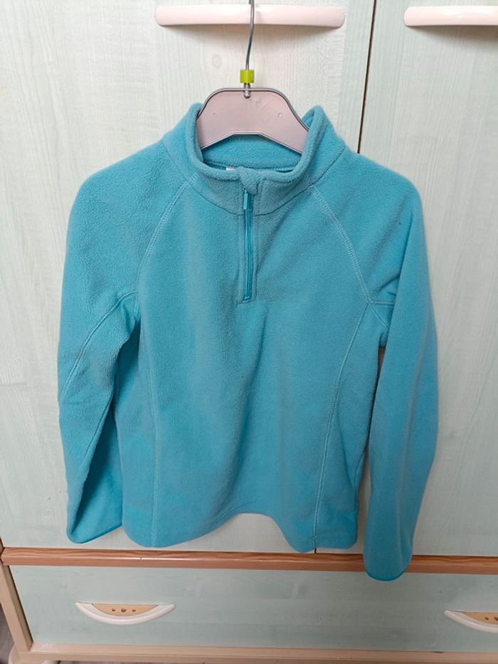 Sweat polaire à fermeture turquoise