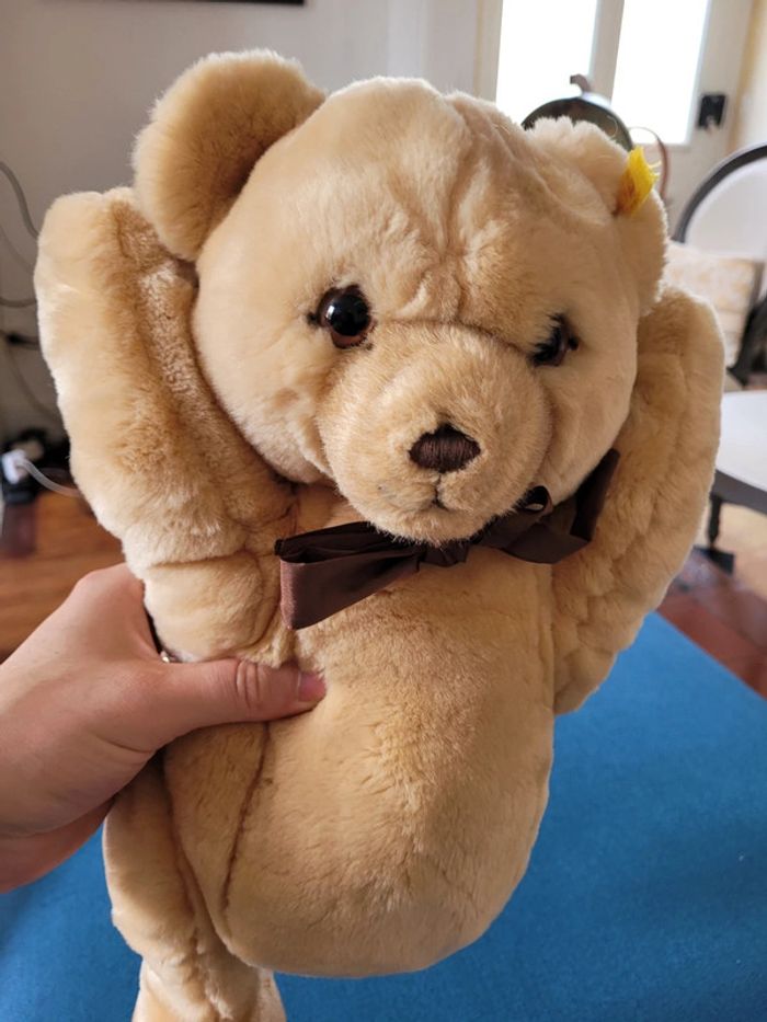 Ours Steiff complètement articulé collection peluche miel marron clair noeud marron 40cm - photo numéro 2