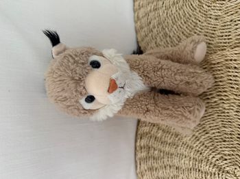 Peluche lynx CREATIONS DANI beige blanc position assis