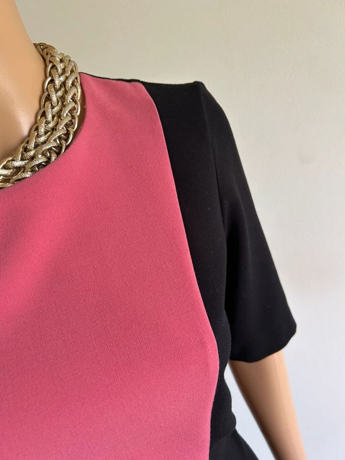 Robe noire et rose à manches courtes Sinequanone taille 38 TBE - photo numéro 6