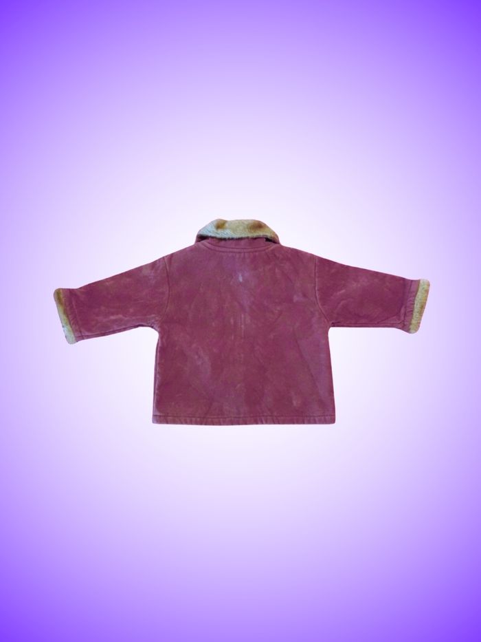 Manteau Bébé/Enfant Velours Côtelé Bordeaux Tom Kids – Col Fourrure & Broderies Florales – 12 mois, 74 cm – Très Bon État - photo numéro 2