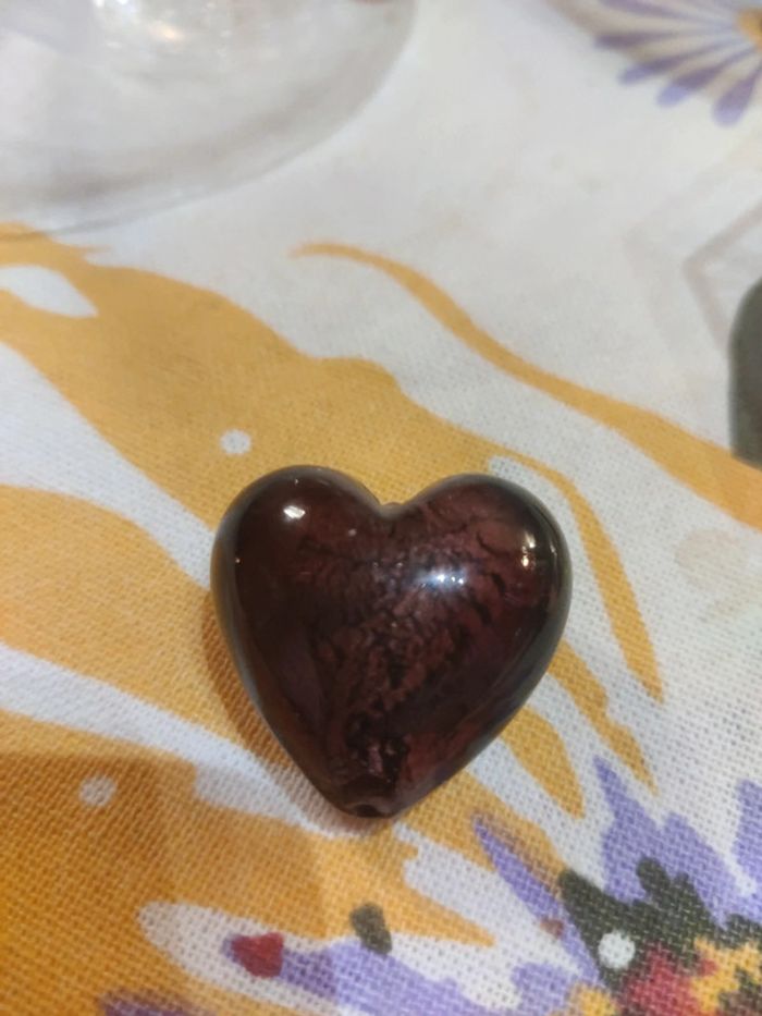 Grosse perle coeur en verre de murano - photo numéro 2