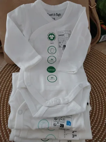 Lots bodys naissance blanc 100% coton