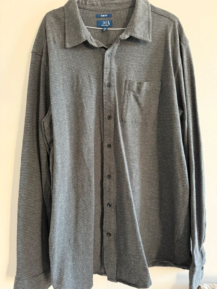 Chemise / Surchemise vintage George en coton taille XXXL couleur grise & blanche - photo numéro 3