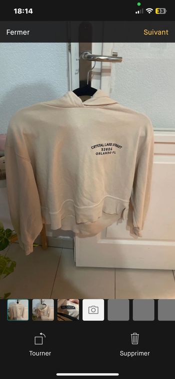 Sweat à capuche court Zara beige