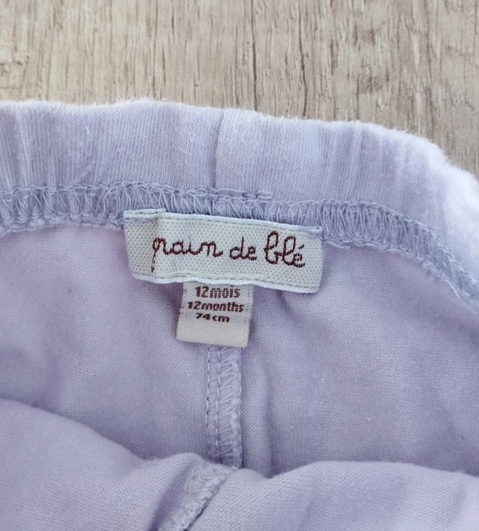 Ensemble fille robe t-shirt manches longues violet à pois legging parme 12 mois Grain de blé - photo numéro 5