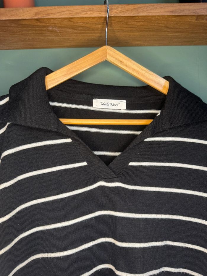 Superbe pull léger marinière col V - photo numéro 2