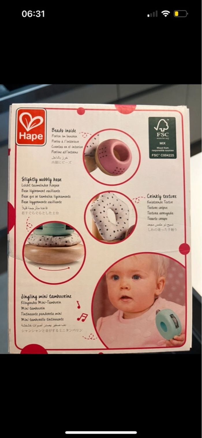 Pyramide à empiler bois et tissu - HAPE - multicolore - photo numéro 7