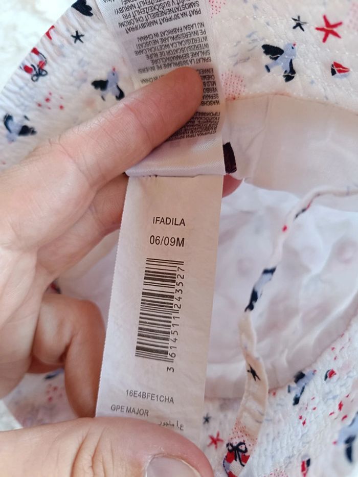 Ensemble 5 pièces (robe+boomer+tee shirt+gilet+chapeau) Fille 6 mois oiseau mer Sergent major - photo numéro 18