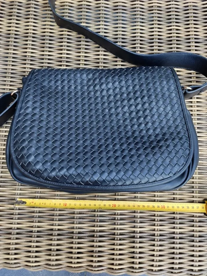 Sac tressé bandoulière noir