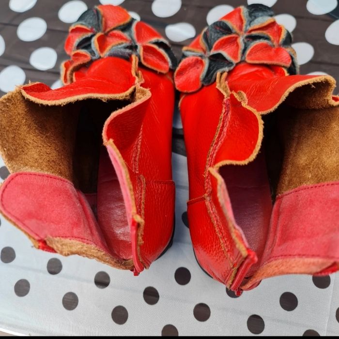 Bottine bohème cuir, pétales de fleurs 38 - photo numéro 3