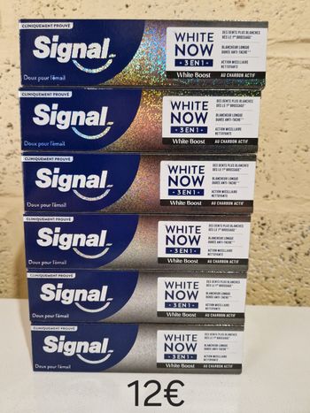 Lot de 6 dentifrice signal white now 3en1 white boost