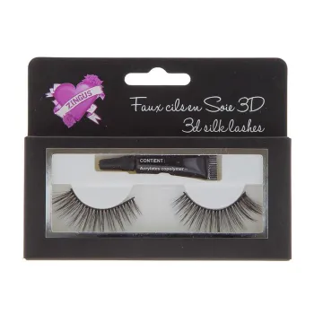Faux cils en soie 3D N°18 Zingus + colle noire 1,5 g Neuf