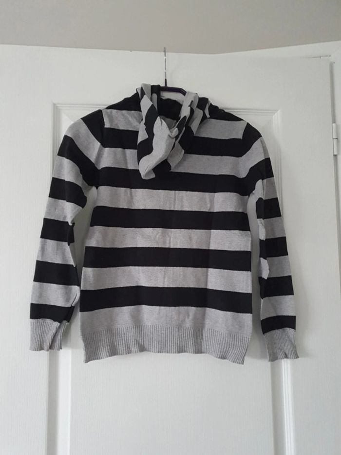 Veste zippée à capuche rayée 10/12 ans LC6 - photo numéro 5