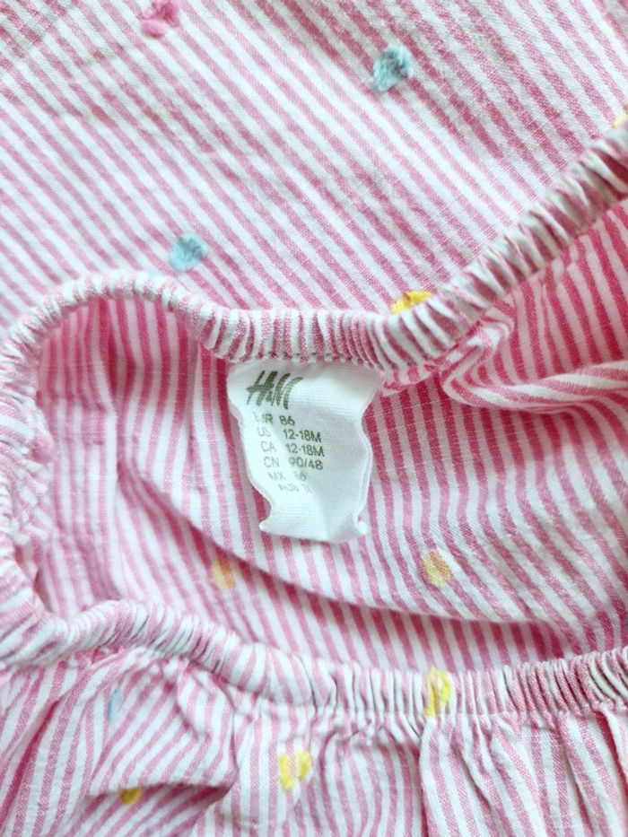 H&M - Top / blouse sans manches - Rose ligné blanc (18 mois) - photo numéro 3