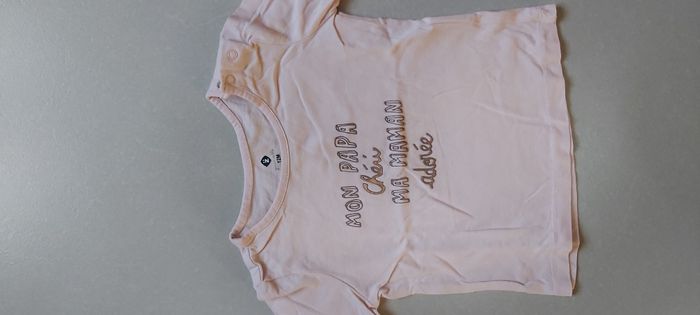 Tshirt manche longue Mon papa chéri m'a maman adorée 12 mois - photo numéro 2