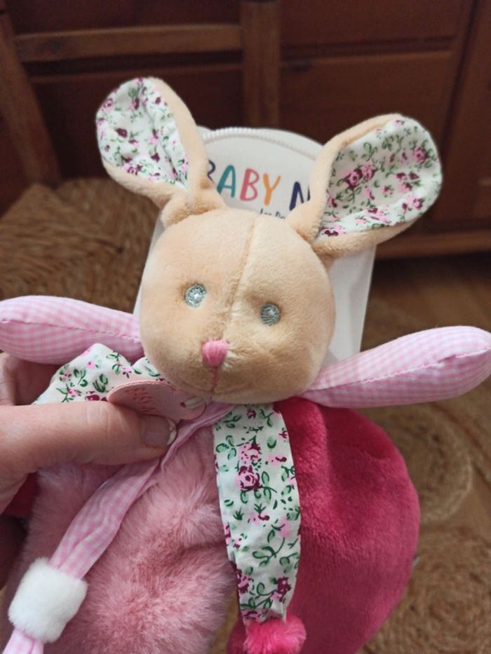 Doudou lapin rose baby nat neuf - photo numéro 4