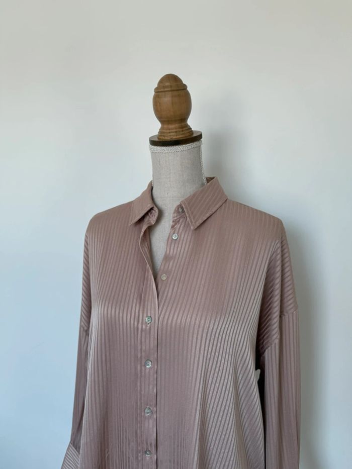 Chemise Zara M camisa satin blouse fluide Camicia Overhemd folder Blusa Camicetta Raso rose - photo numéro 3