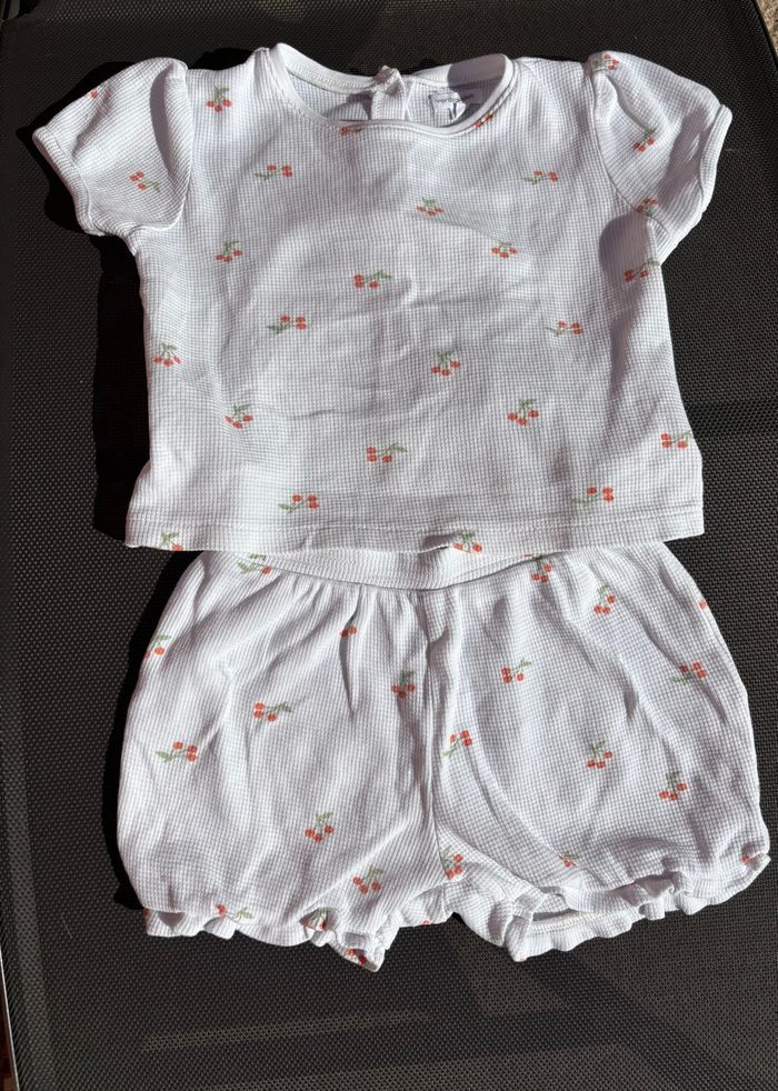 Pyjama été 24 mois cerises 2 pièces fille gaze de coton verbaudet
