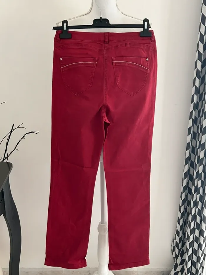 Pantalon droit Bréal taille 40 -couleur bordeaux - photo numéro 4