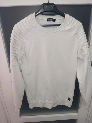 Sweatshirt blanc taille L  à épaules côtelées