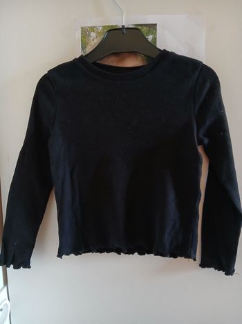 T shirt noir maille côtelée