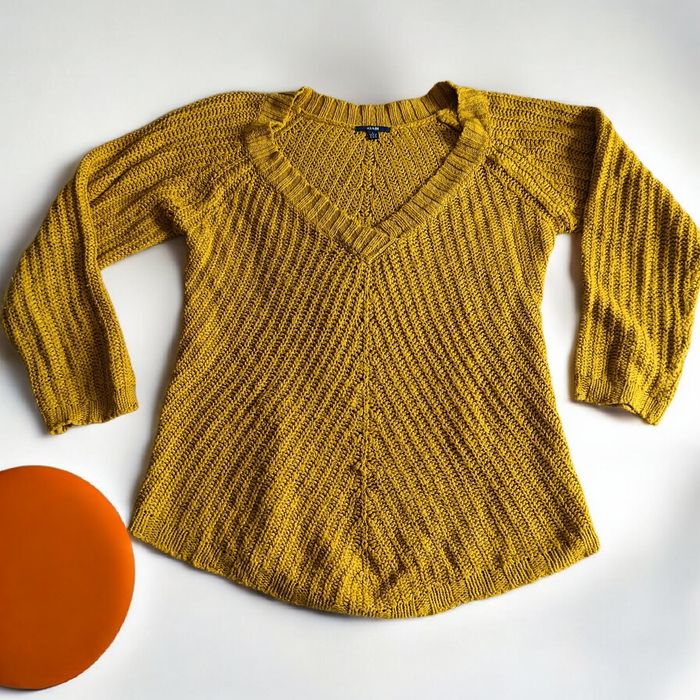 pull moutarde en maille kiabi – taille L