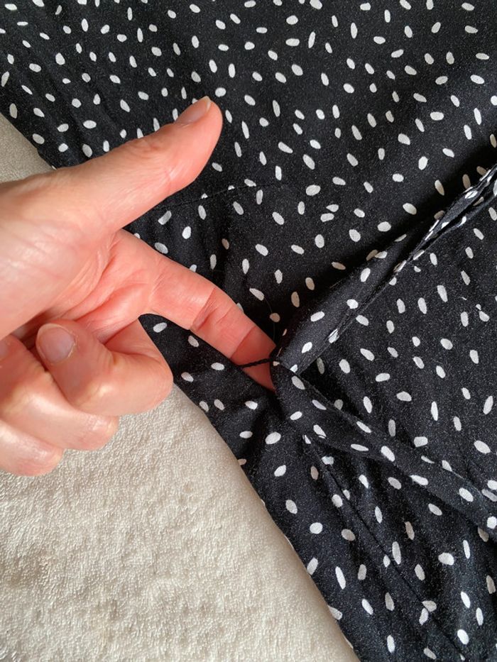 Robe chemise Promod noire à pois blanc avec ceinture taille 34 - photo numéro 10