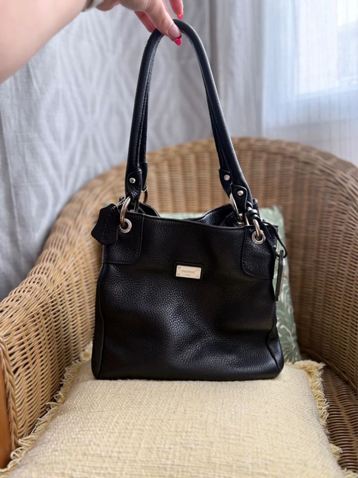 Sac à main Fuchsia - noir - 100% cuir - belle qualité - en très bon état