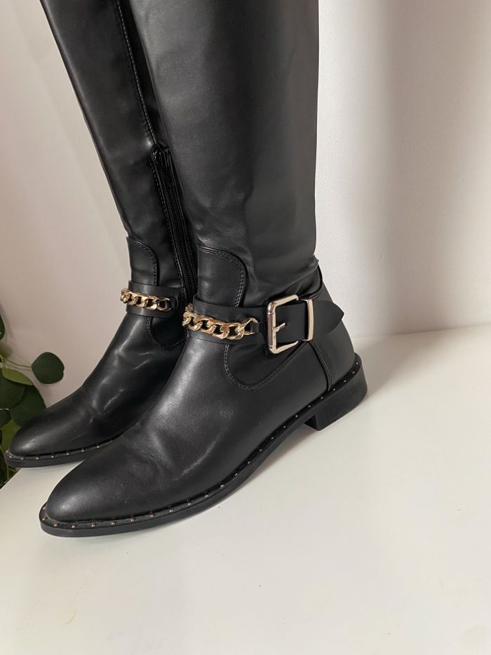Bottes en cuir noires Zara - photo numéro 5