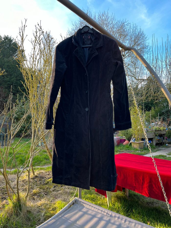 manteaux vintage velours marron petite cotes T S - photo numéro 3