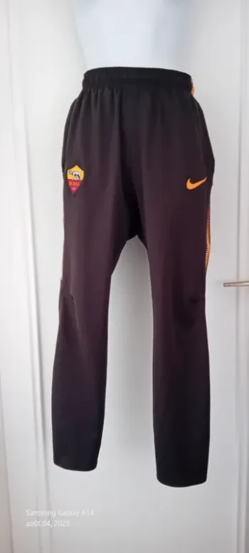 Pantalon de sport football As Roma coupe slim marron nike garçon 11/12 ans