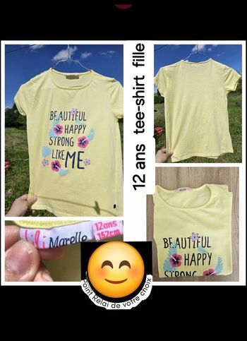 T shirt fille 12 ans jaune Lili marelle