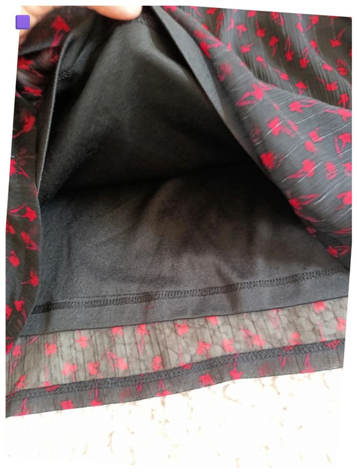 Haut noir transparent à motifs rouges Vintage cute gotique - photo numéro 4