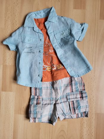Ensembles 3 pièces Obaïbi bermuda T-shirt chemise 6 mois 67cm