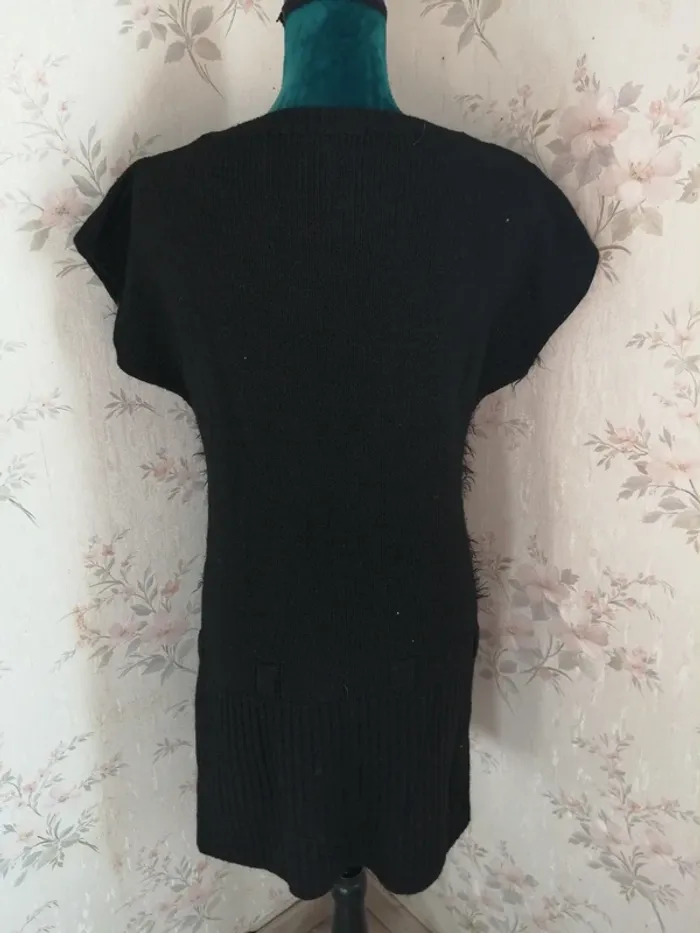 Robe tunique noire avec détails rouges et poilus / made in italy / (S) - photo numéro 5
