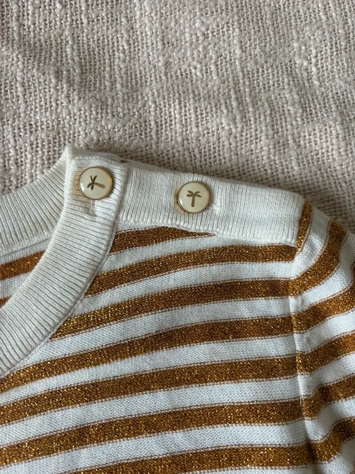 Pull Des Petits Hauts blanc et doré Taille 1 .. - photo numéro 4